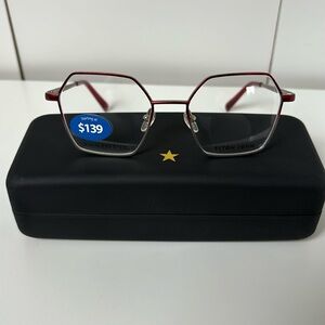 NWT Elton John Fashion Glasses Red and Silver Frame